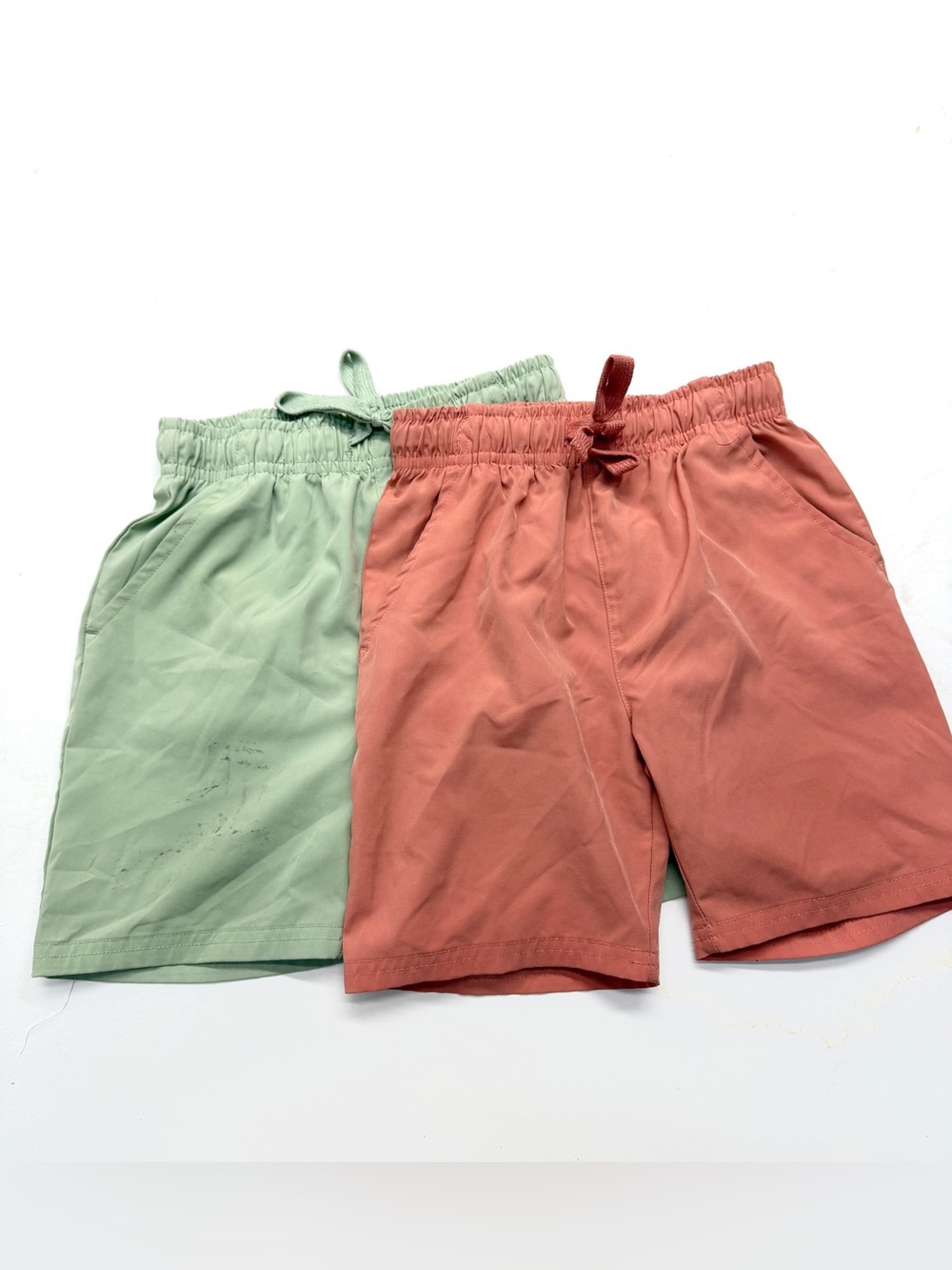 Stitch & Stone Boys Elastic Waist Drawstring Shorts Swim Trunks Mint & Coral